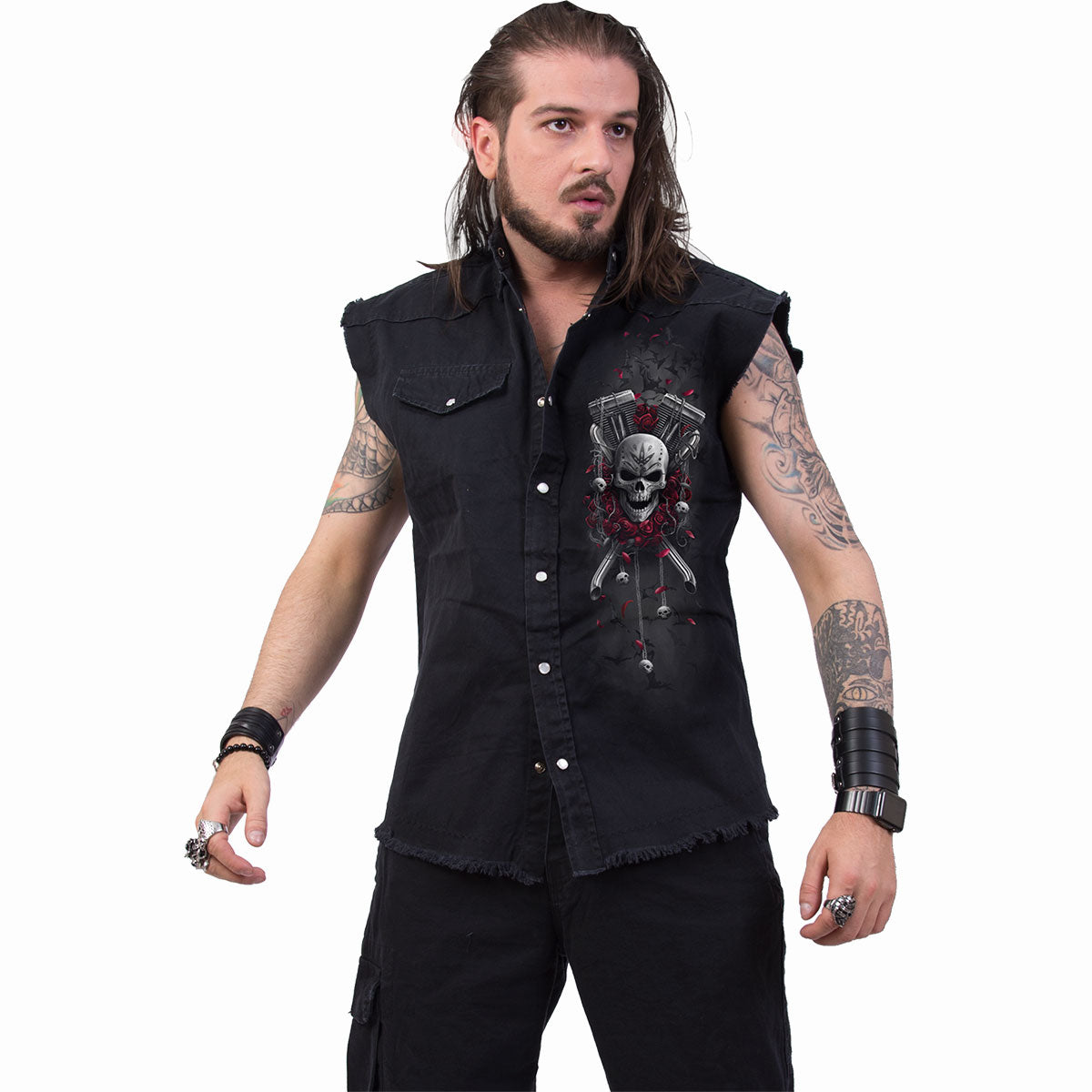 DOTD BIKERS - Bezrękawnik Stone Washed Worker czarny
