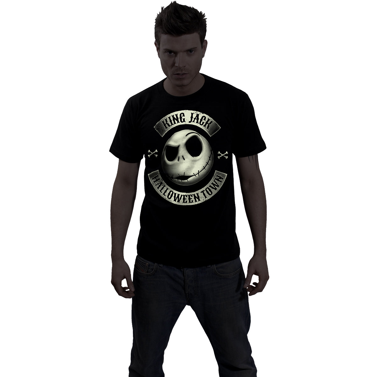 NIGHTMARE BEFORE XMAS - JACK CREST (GLOW) - Koszulka z nadrukiem z przodu czarna