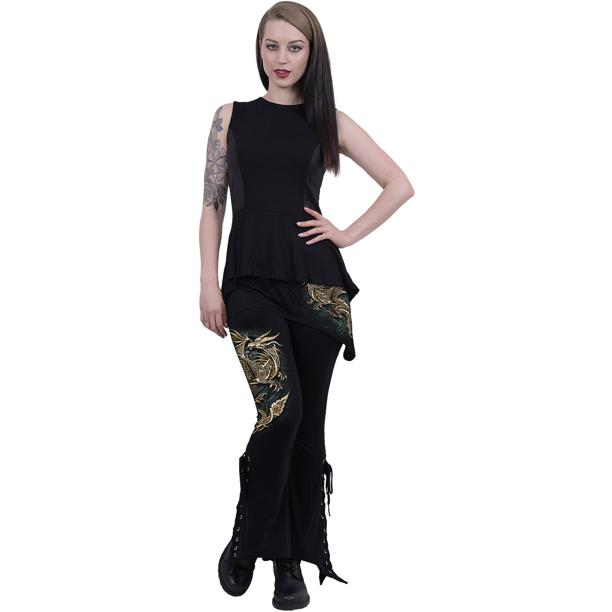 CELTIC DRAGON - Legginsy 2w1 Boot-Cut ze spódniczką Micro Slant