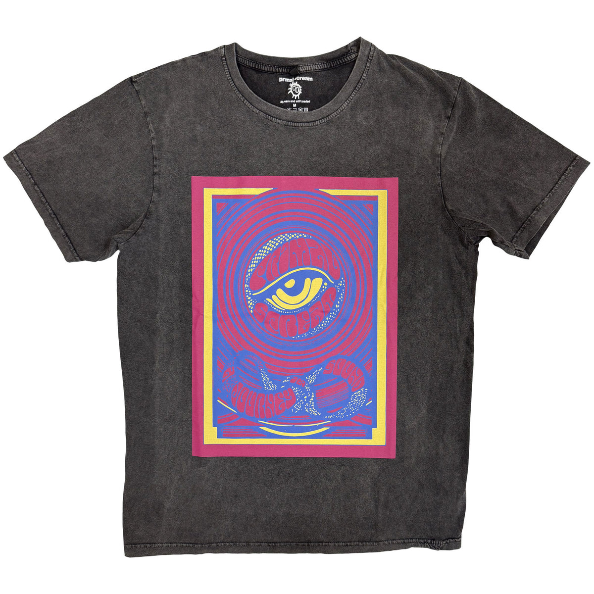 PRIMAL SCREAM - PSYCHEDELIC EYE - Stone Wash T-Shirt Grey
