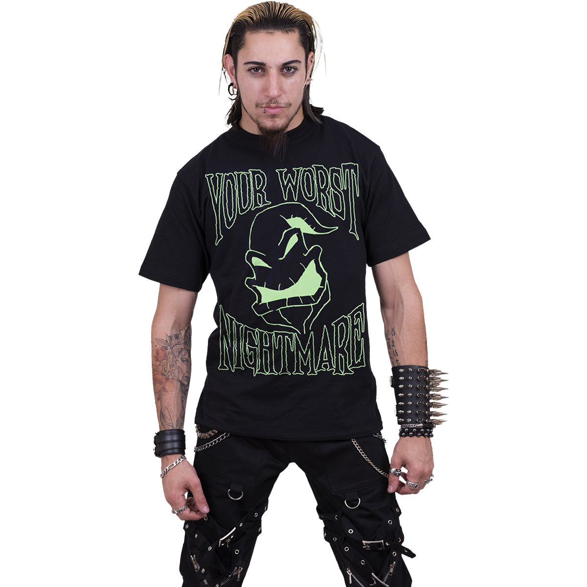 NIGHTMARE BEFORE CHRISTMAS - OOGIE BOOGIE GLOW IN THE DARK INK - Koszulka z nadrukiem z przodu czarna