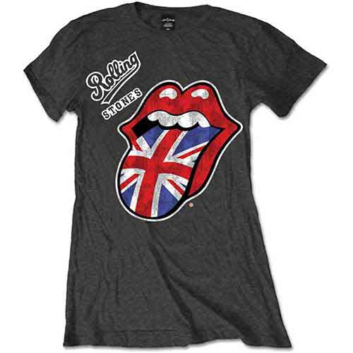 THE ROLLING STONES - VINTAGE BRITISH TONGUE - Ladies T-Shirt Grey