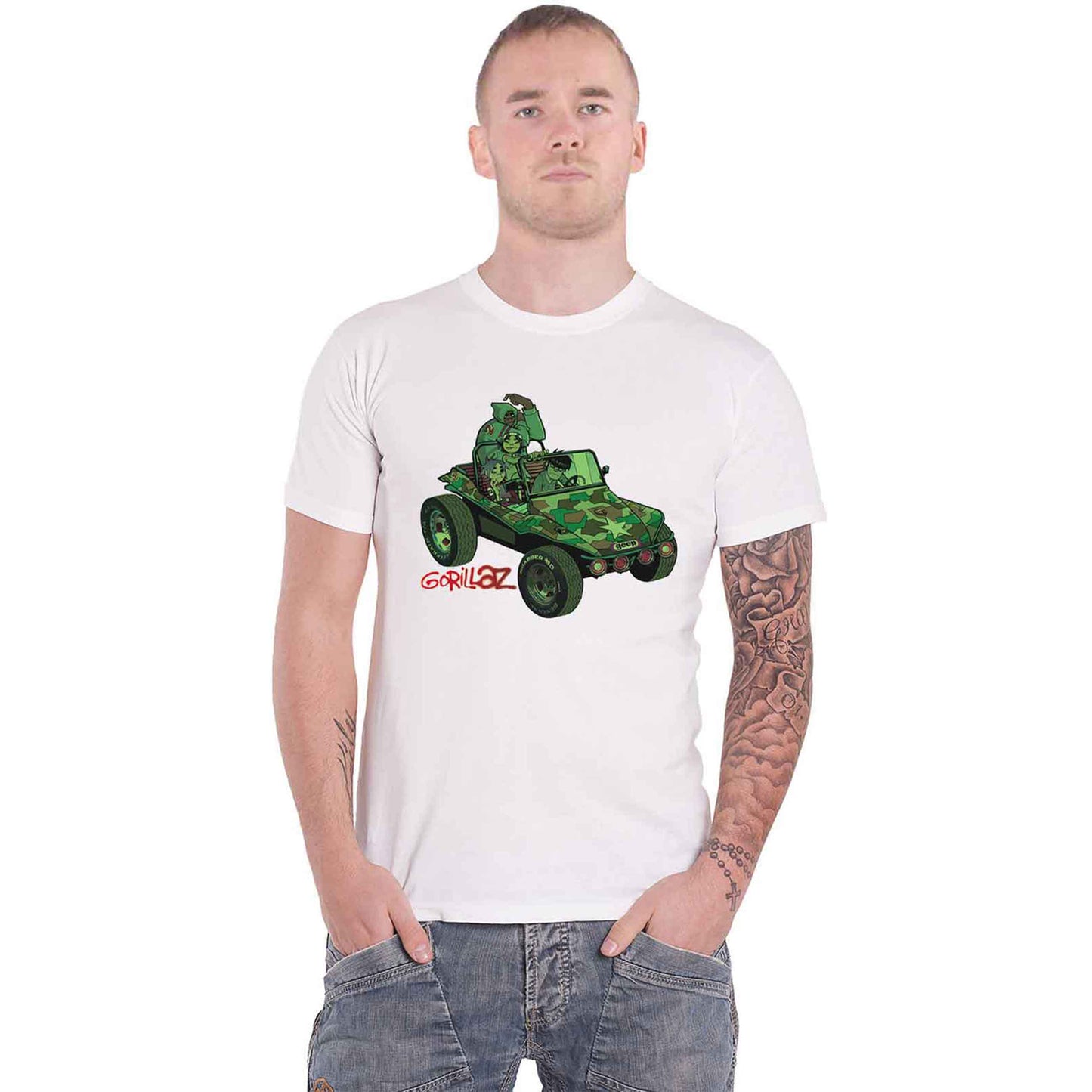 GORILLAZ - GREEN JEEP - T-Shirt White
