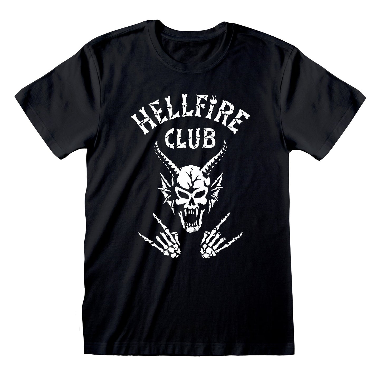 STRANGER THINGS - HFC CLUB - Front Print T-Shirt Black