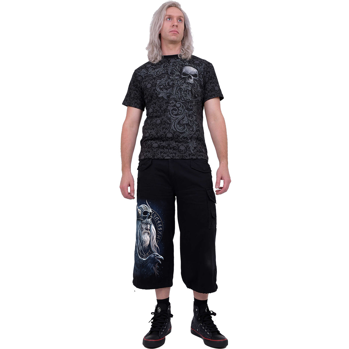 ODIN'S WARRIOR - Vintage Cargo Shorts 3/4 długie czarne