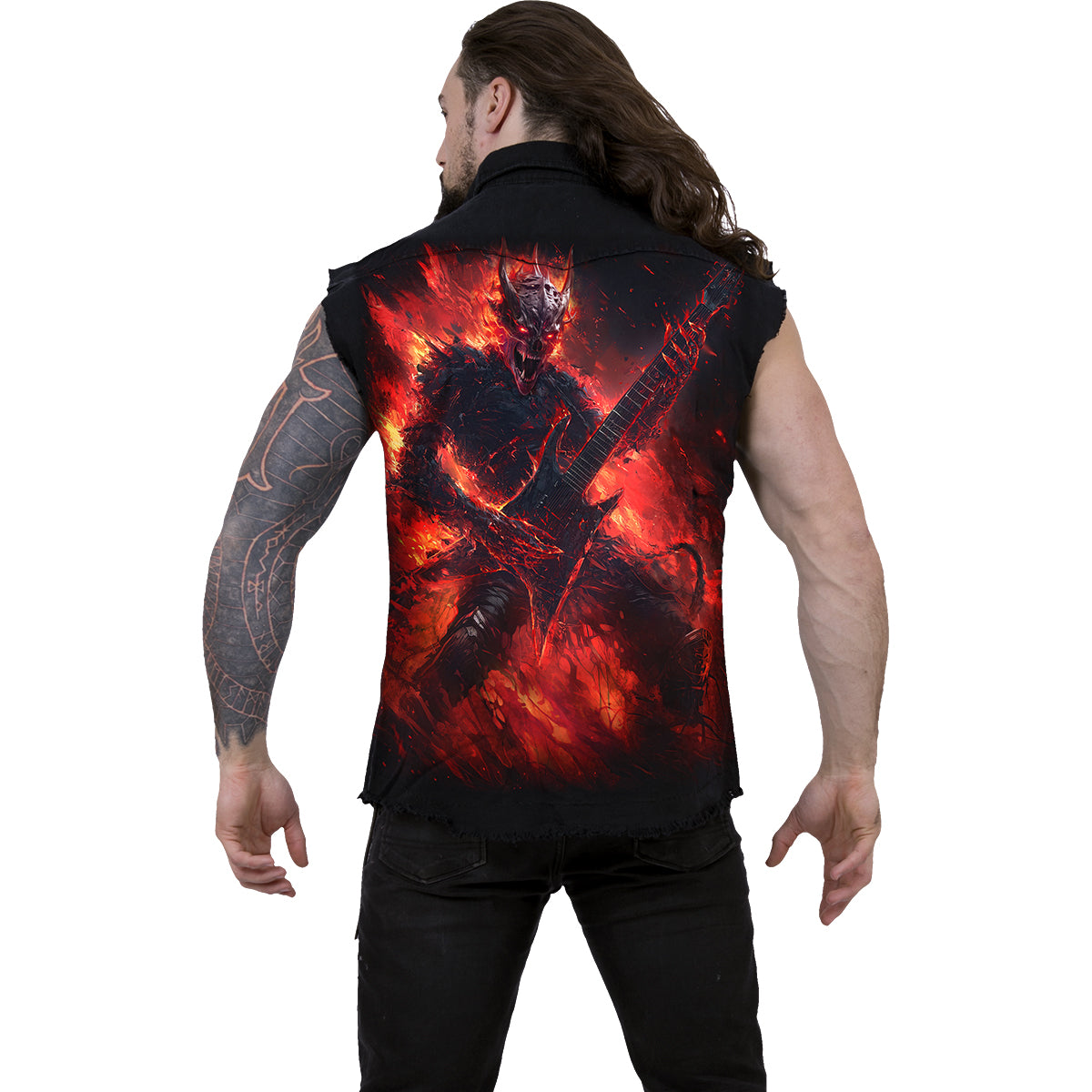 RIFF BURNER - Bezrękawnik Stone Washed Worker czarny