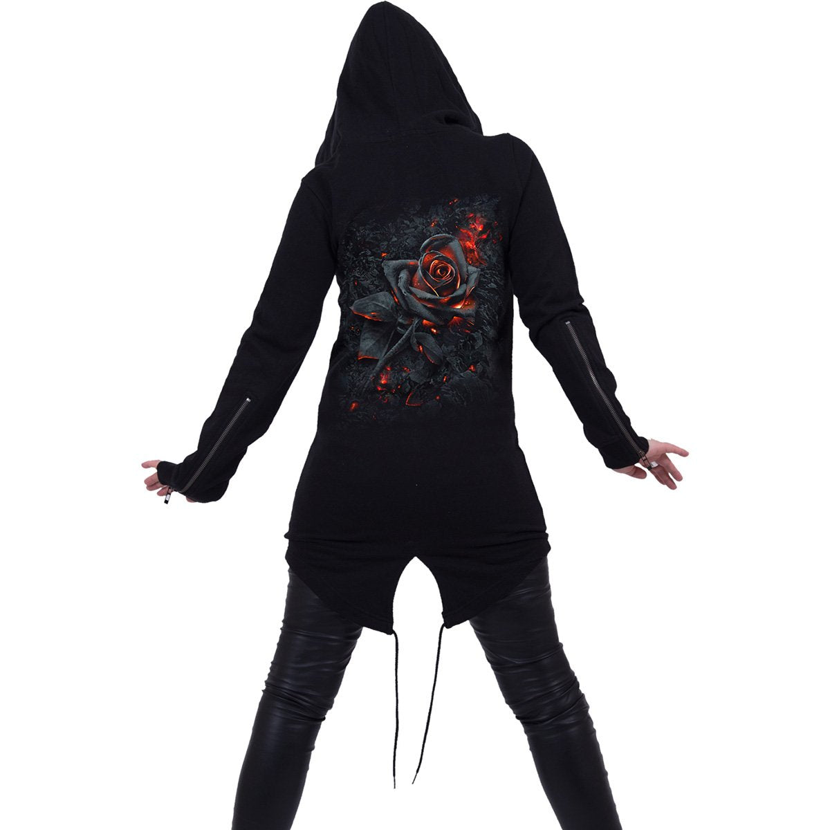 BURNT ROSE - Ladies Fish Tail Full Zip Hoody - Zip Sleeve - Spiral USA