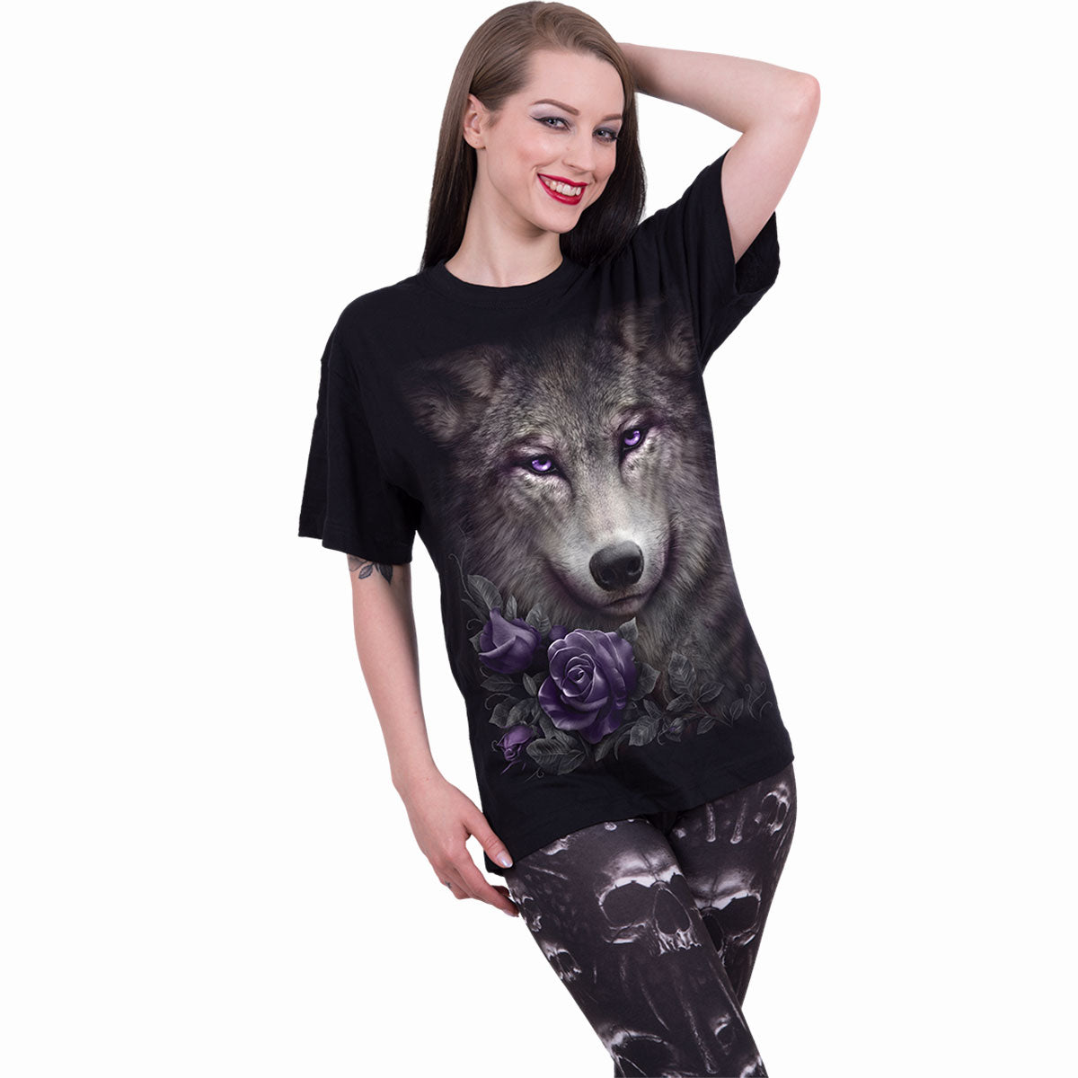 WOLF ROSES - Koszulka z nadrukiem z przodu czarna