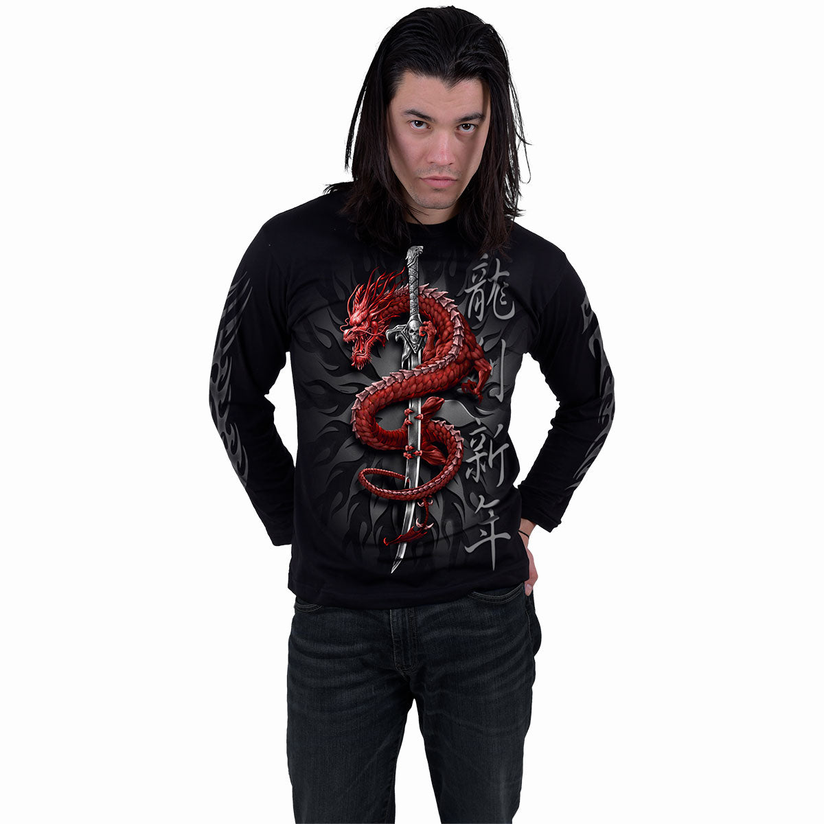 ORIENTAL DRAGON - Longsleeve T-Shirt Black