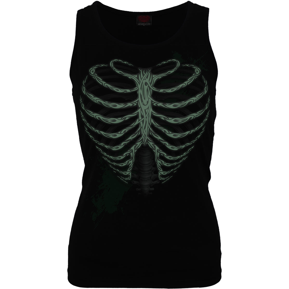 HEART RIBS - GLOW IN THE DARK - Razor Back Top Czarny
