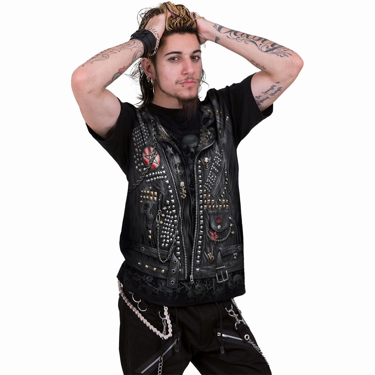 GOTH METAL - Allover T-Shirt Czarny