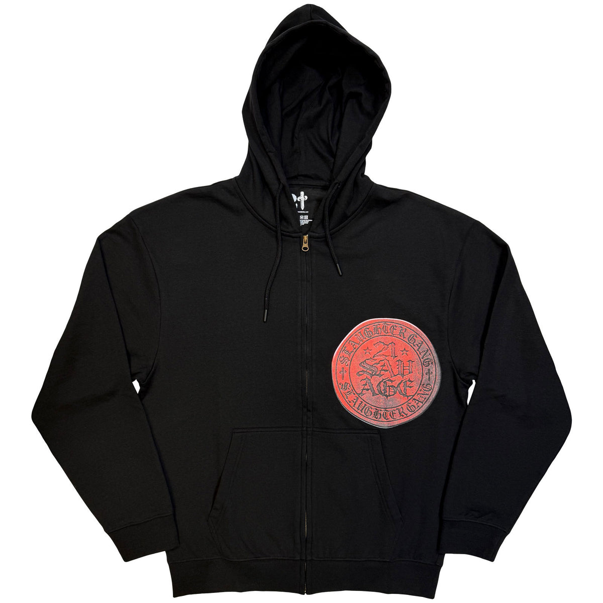 21 SAVAGE - SLAUGHTER GANG SEAL - Zipped Hoodie Black