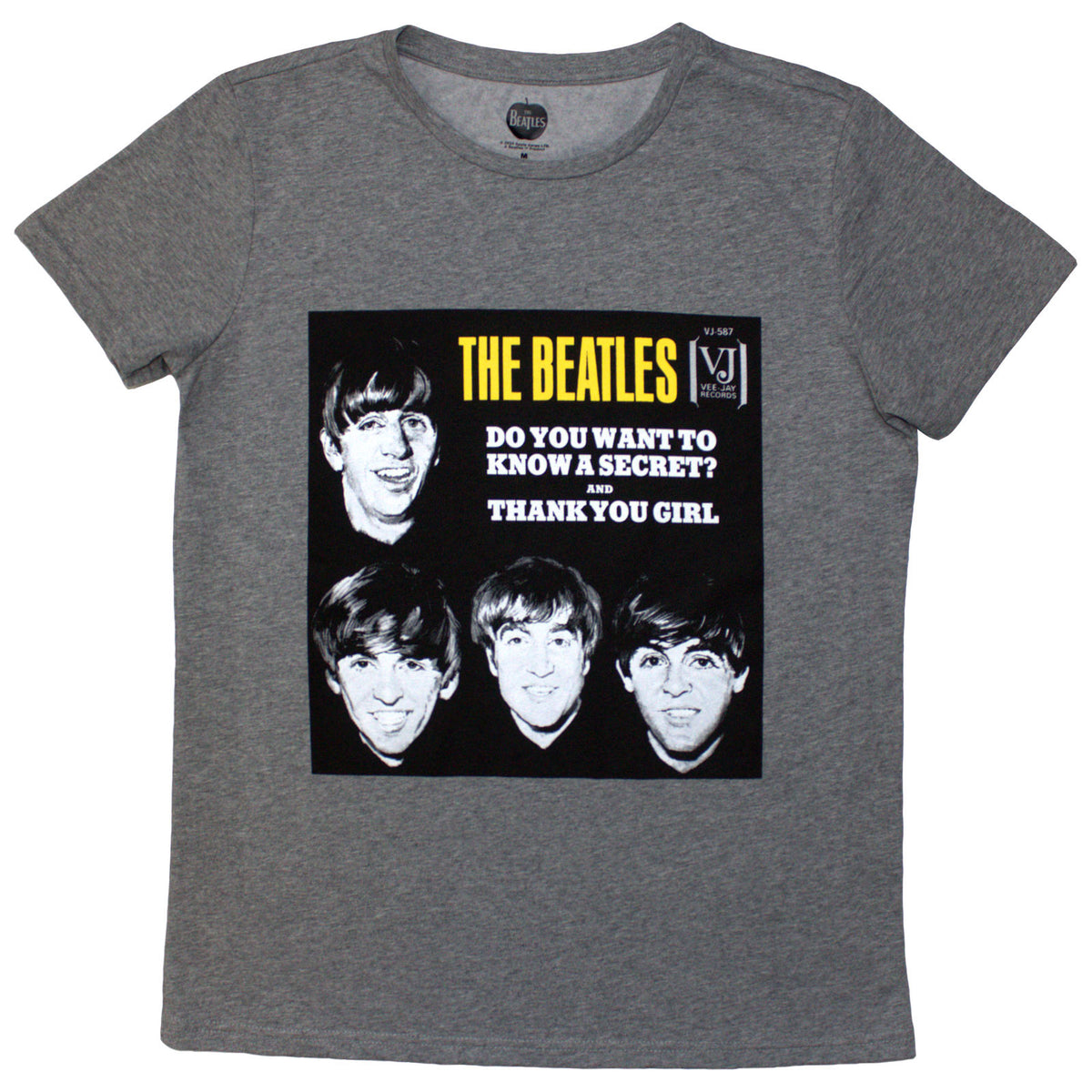 THE BEATLES - VJ SECRET SLEEVE - Ladies T-Shirt Grey