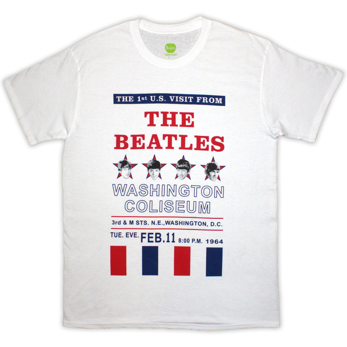 THE BEATLES - WASHINGTON '64 STARS & STRIPES - T-Shirt White