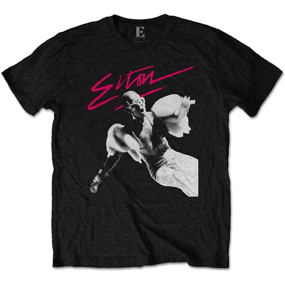 ELTON JOHN - PINK BRUSH - T-Shirt Black