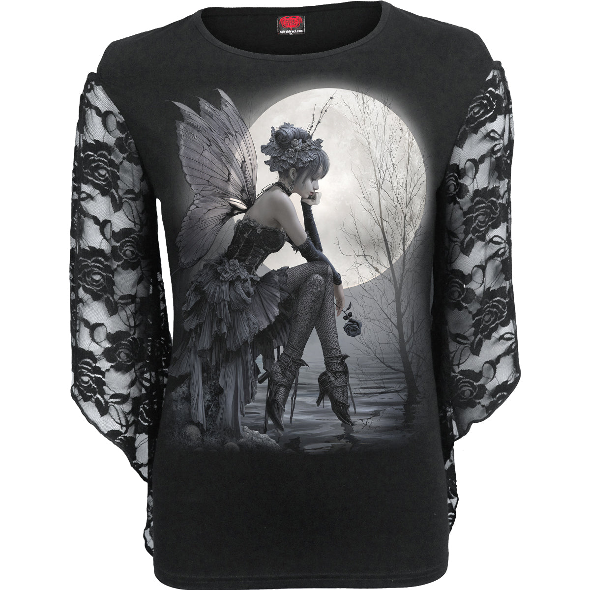 REFLECTIONS - Rose Lace Sleeve Top