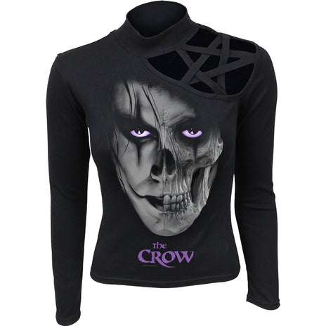 THE CROW - SKULL FACE - Pentagramowa bluzka na ramię z długim rękawem