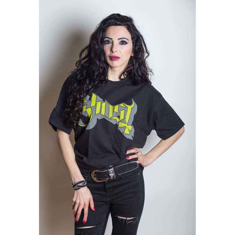 GHOST - GREEN/GREY KEYLINE LOGO - T-Shirt Black