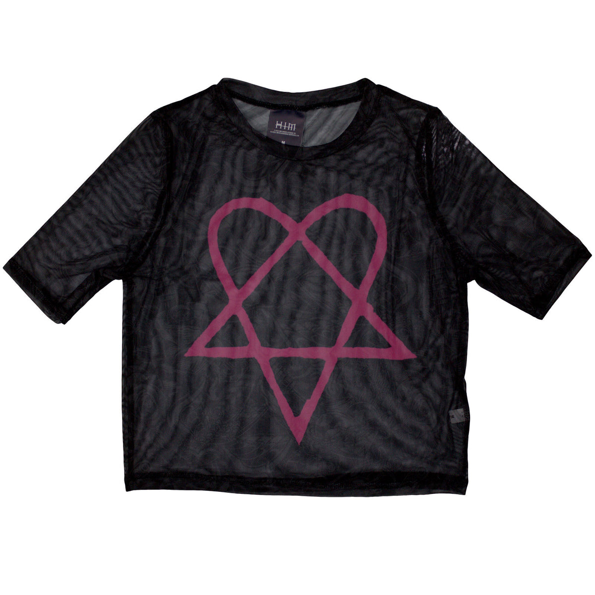 HIM - PINK HEARTAGRAM - Ladies Crop Top Black