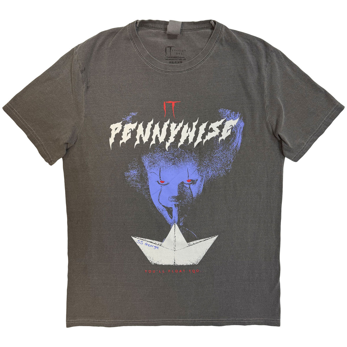 IT - PENNYWISE PAPER BOAT - Stone Wash T-Shirt Black