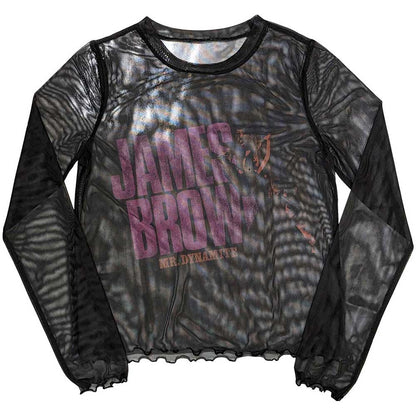 JAMES BROWN - MR DYNAMITE - Ladies Long Sleeve Crop Top Black