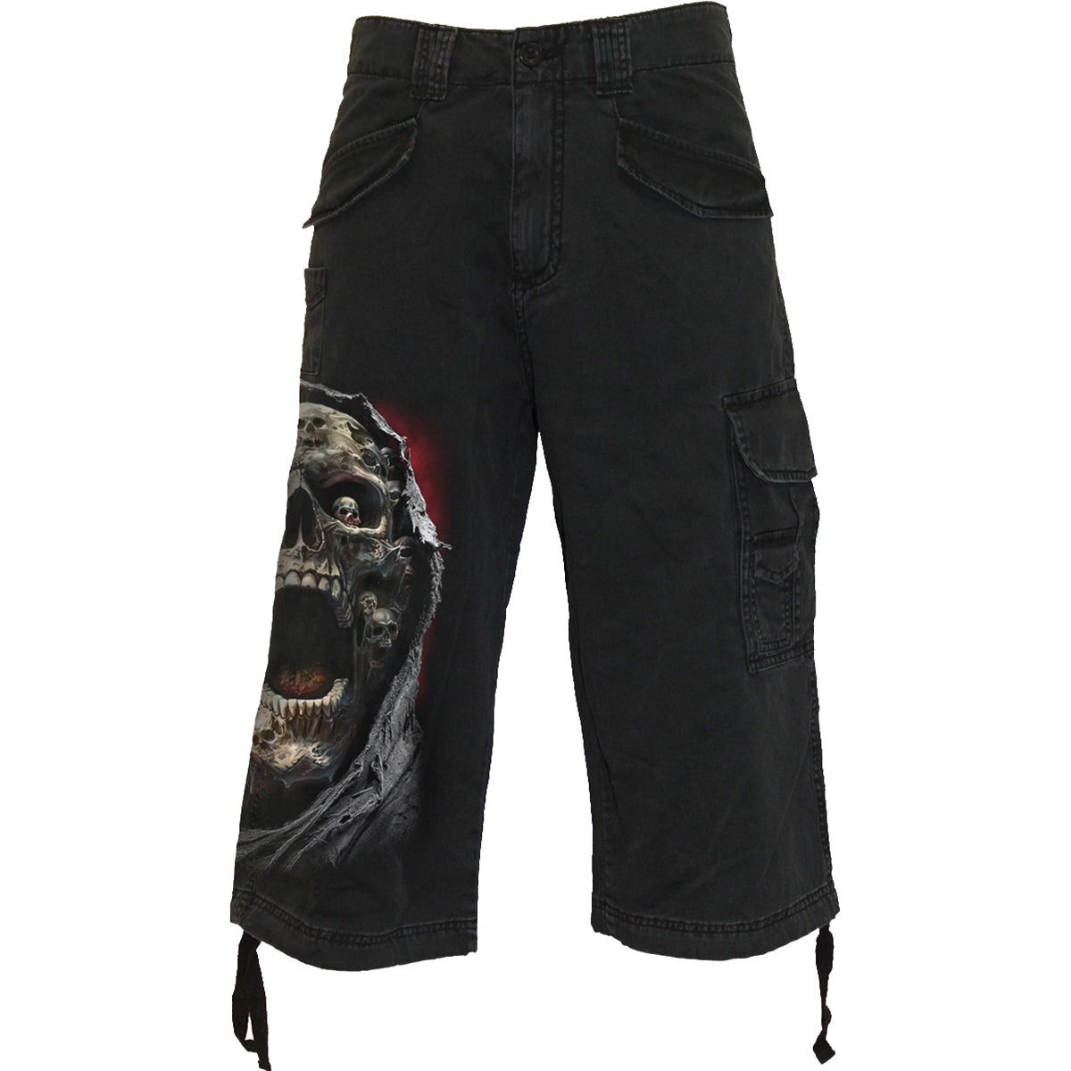 SCREAMING DEATH - Vintage Cargo Shorts 3/4 długie czarne