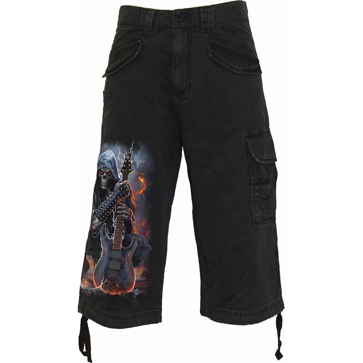DEATH ROCKER - Vintage Cargo Shorts 3/4 długie czarne