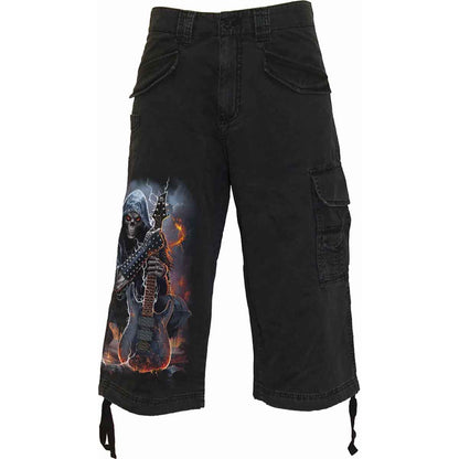 DEATH ROCKER - Vintage Cargo Shorts 3/4 długie czarne