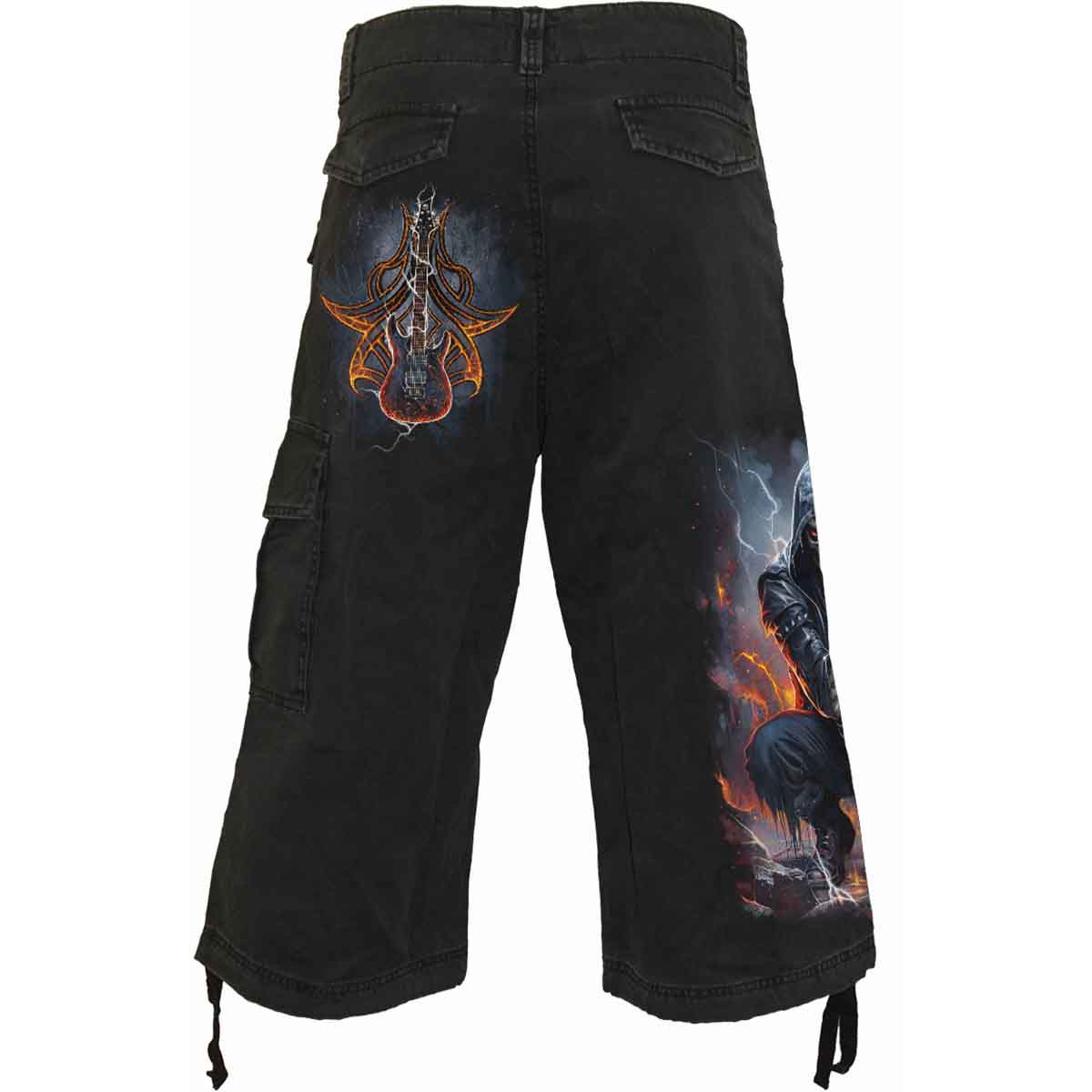 DEATH ROCKER - Vintage Cargo Shorts 3/4 długie czarne