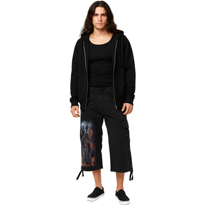 DEATH ROCKER - Vintage Cargo Shorts 3/4 długie czarne