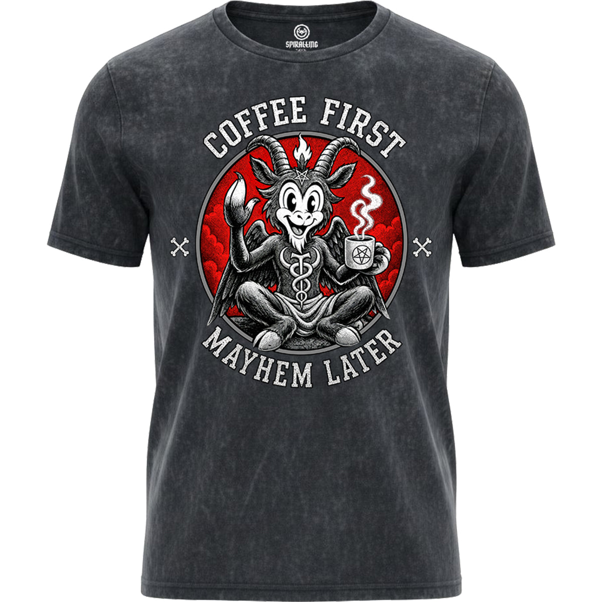 COFFEE AND MAYHEM  – Koszulka z efektem „acid wash”