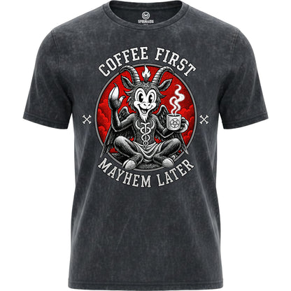COFFEE AND MAYHEM  – Koszulka z efektem „acid wash”