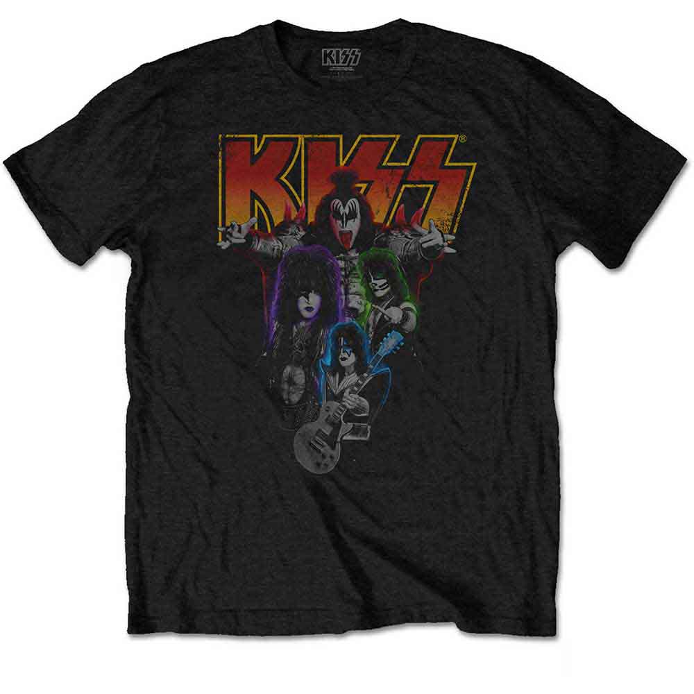 KISS - NEON BAND - T-Shirt Black