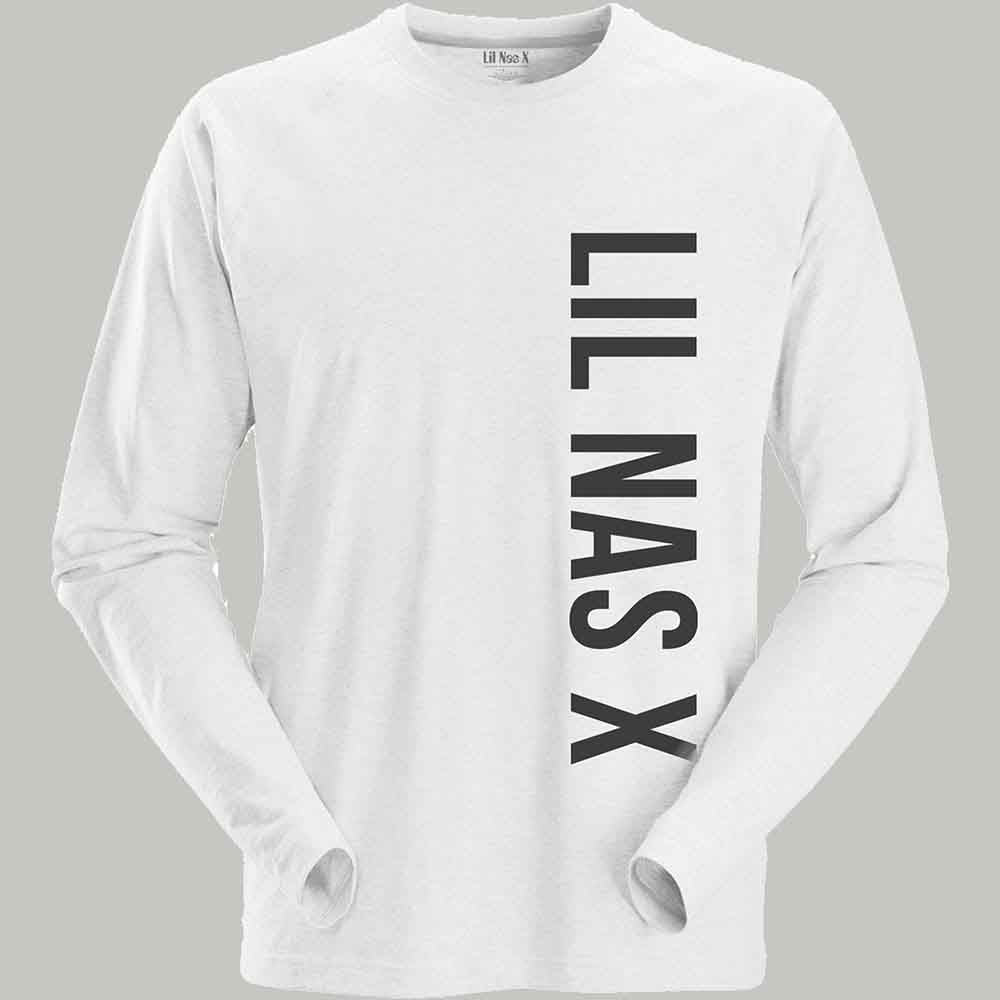 LIL NAS X - VERTICAL TEXT - Long Sleeve T-Shirt White