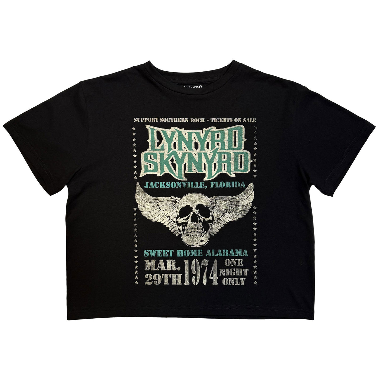 LYNYRD SKYNYRD - WINGED SKULL - Ladies Crop Top Black