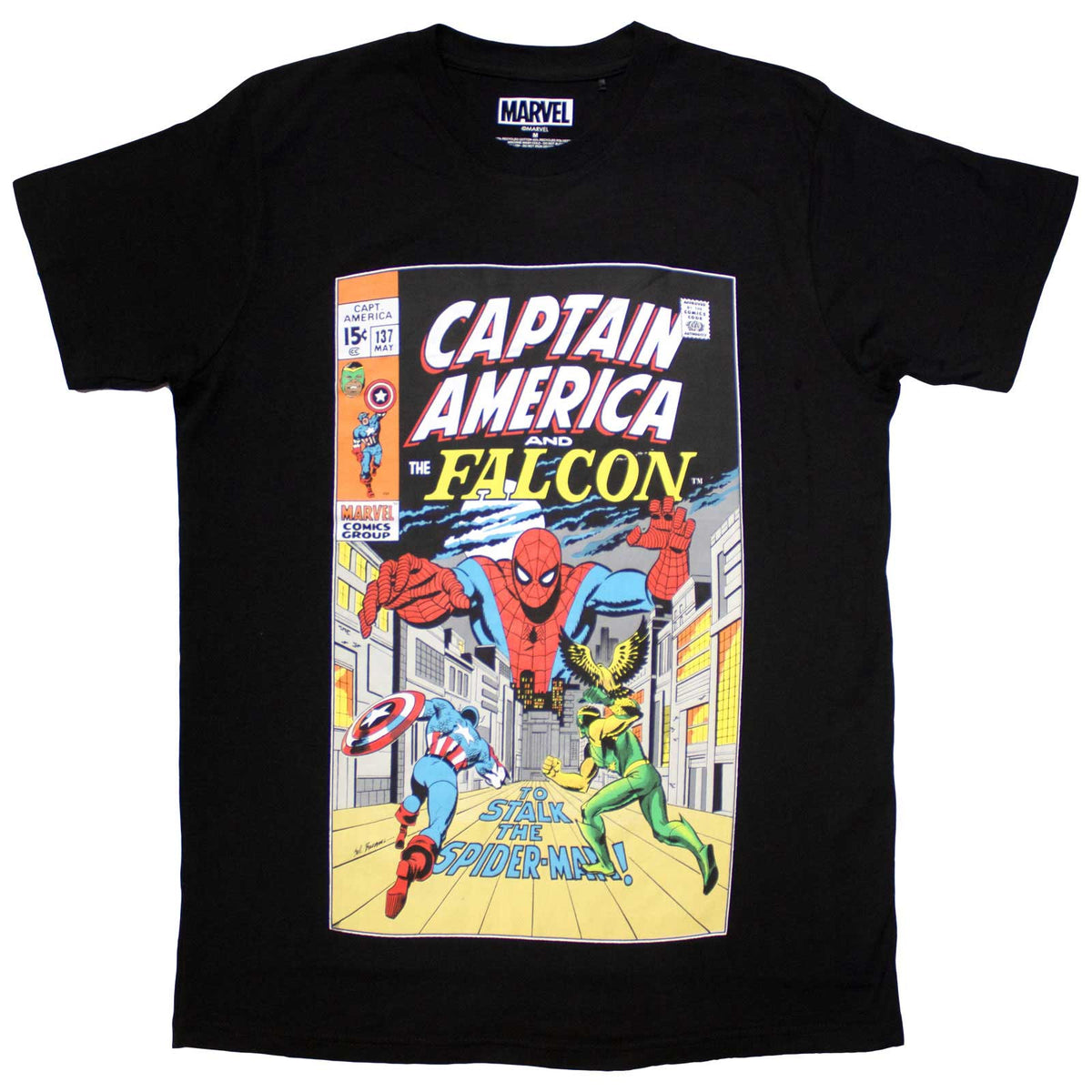 MARVEL COMICS - CAPTAIN AMERICA & FALCON COMIC COVER - T-Shirt Black