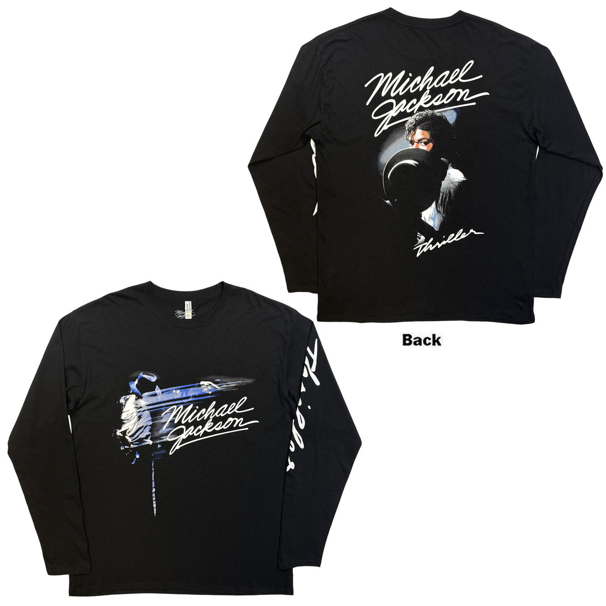 MICHAEL JACKSON - THRILLER / HAT POSES - Long Sleeve T-Shirt Black