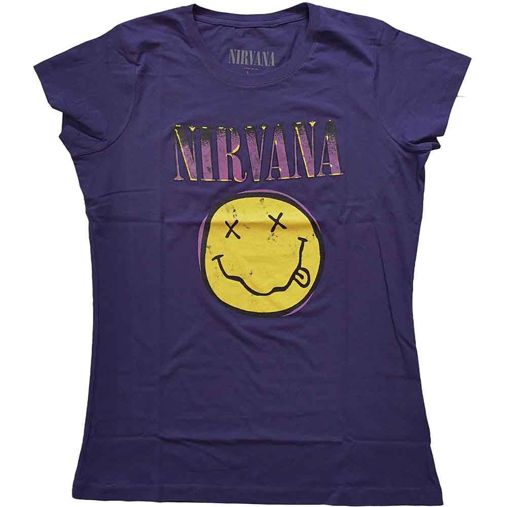 NIRVANA - XEROX HAPPY FACE PINK - Ladies T-Shirt Purple