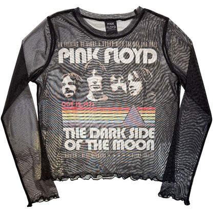 PINK FLOYD - VINTAGE STRIPES - Ladies Long Sleeve Crop Top Black