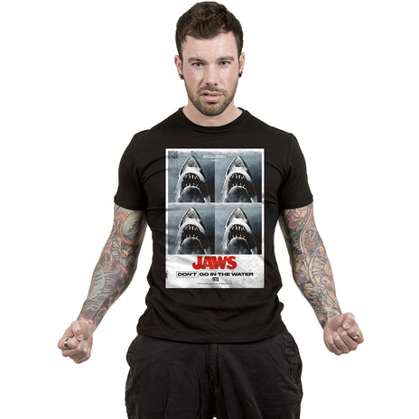 JAWS - DONT GO IN THE WATER - Front Print T-Shirt Black