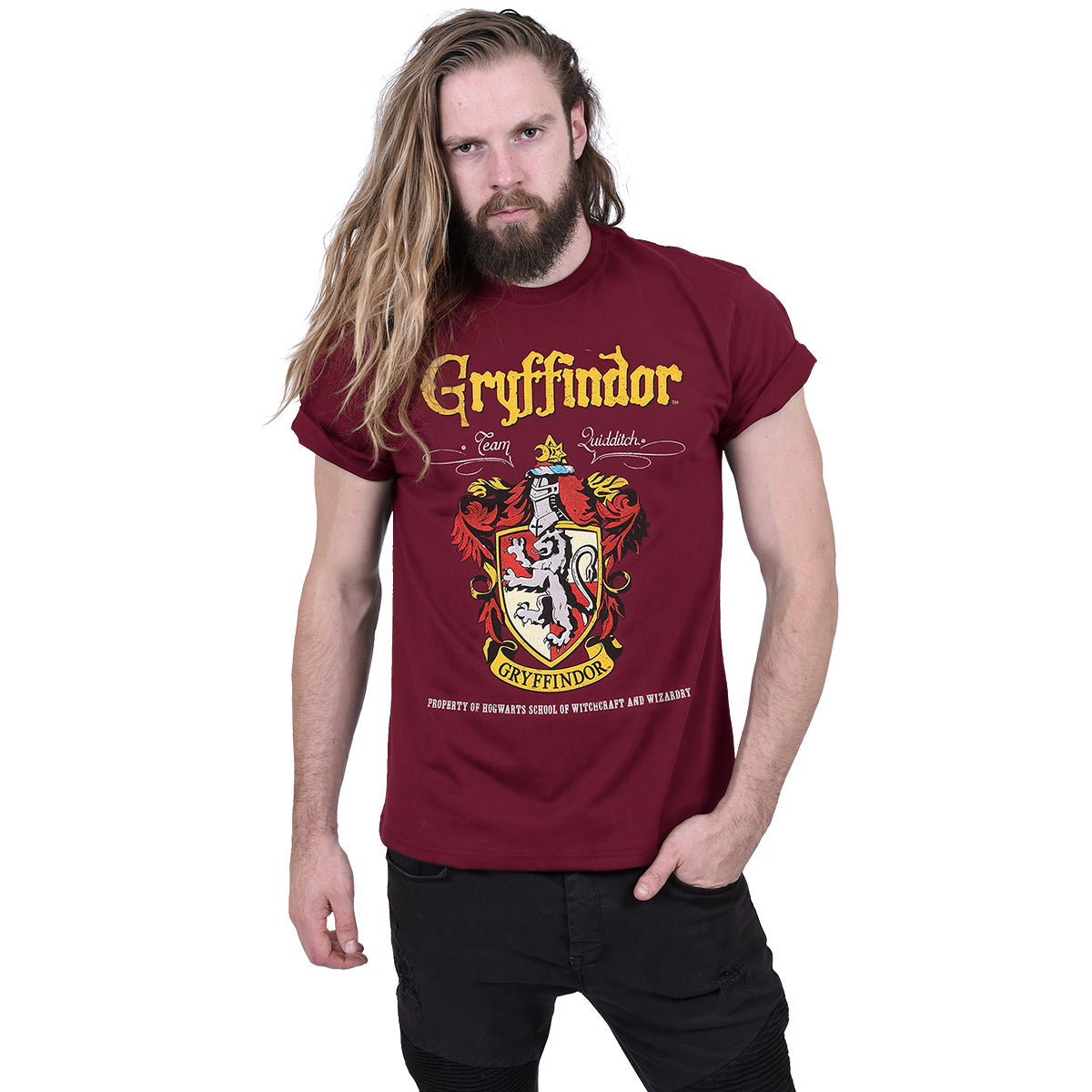 HARRY POTTER - GRYFFINDOR RED CREST - T-shirt bordowy