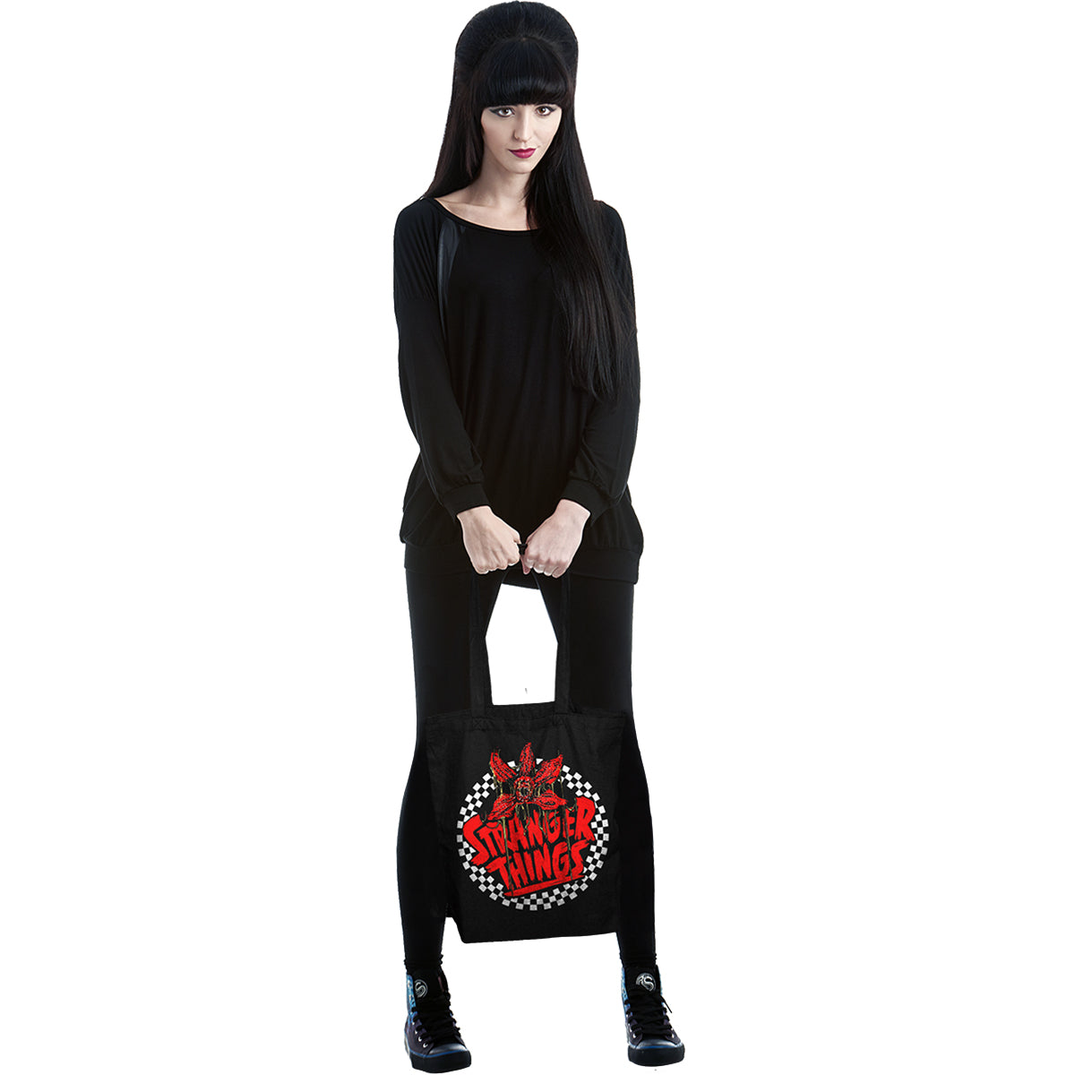 STRANGER THINGS - CHECKERED CIRCLE - Bag 4 Life - Canvas 80z Long Handle Tote Bag