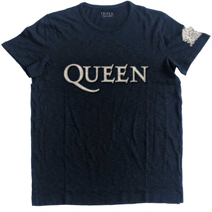 QUEEN - LOGO & CREST APPLIQUE - T-Shirt Blue