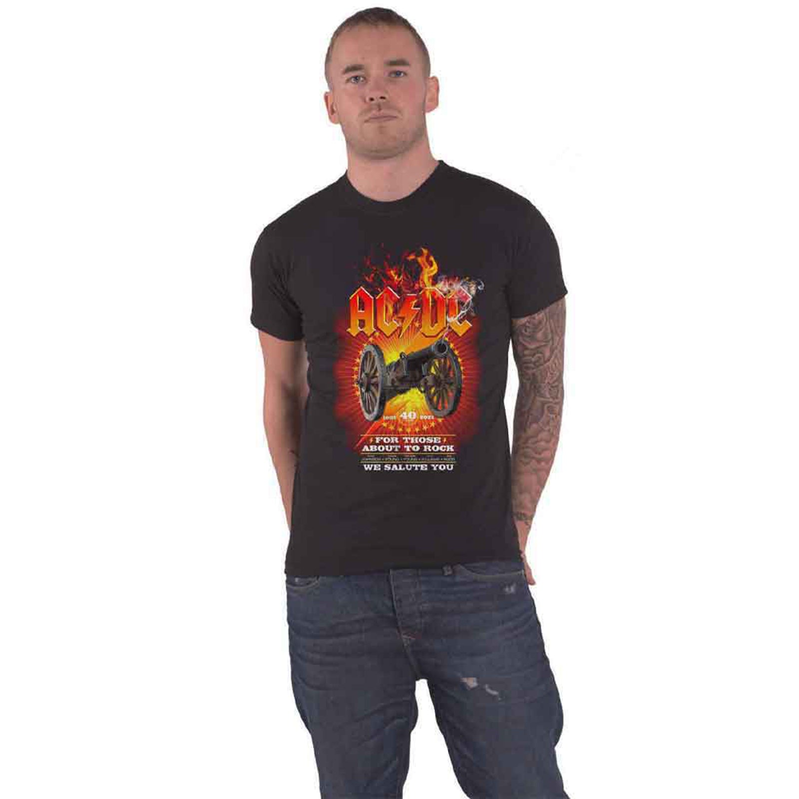 AC/DC - FTATR 40TH FLAMING - T-Shirt Black (Back Print)