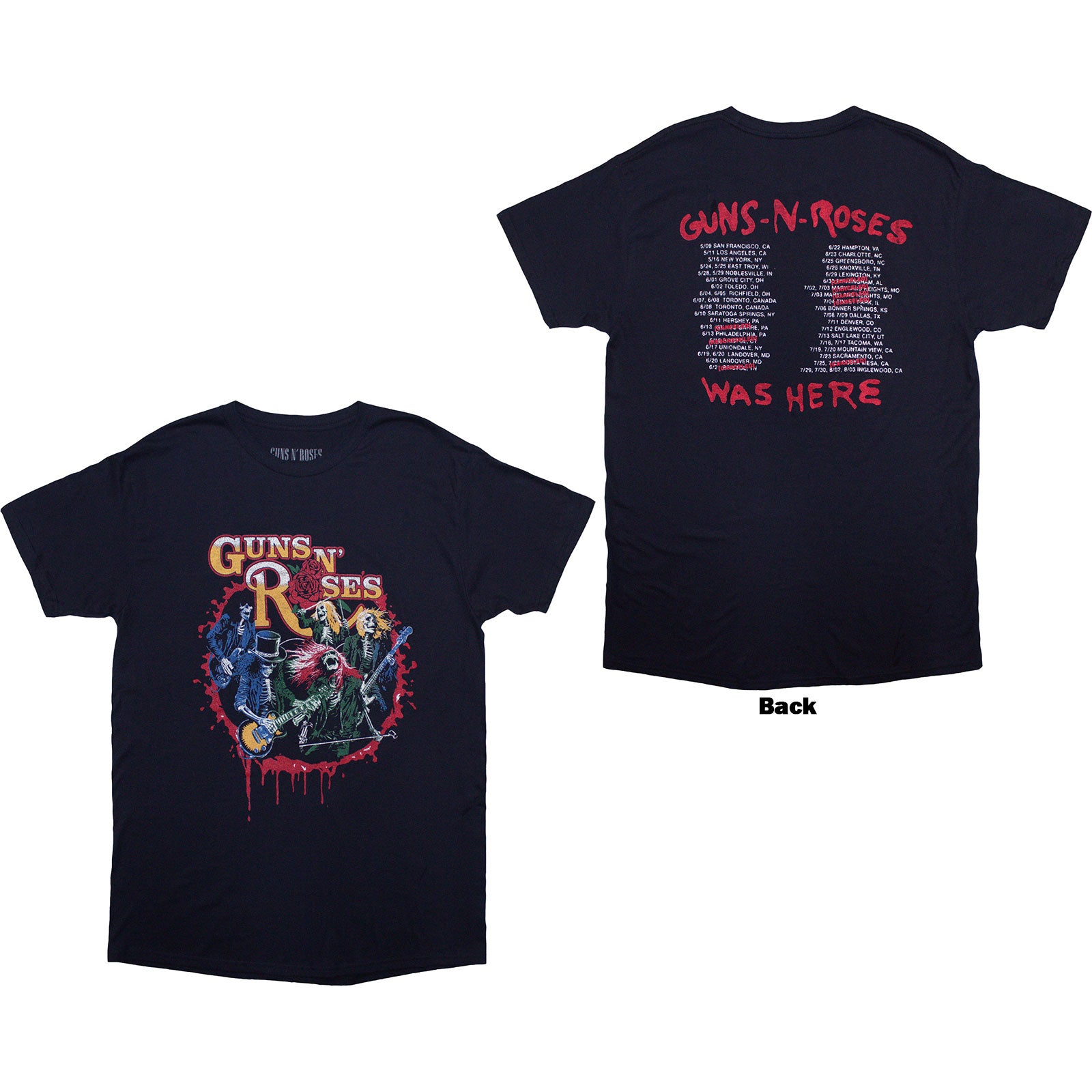 GUNS N ROSES - WAS HERE - T-Shirt Blue (Back Print)