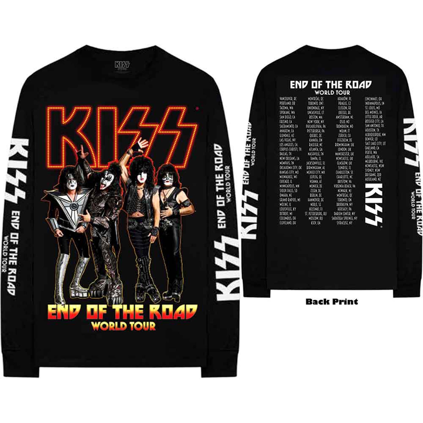 KISS - END OF THE ROAD TOUR - Long Sleeve T-Shirt Black (Ex-Tour & Back & Sleeve Print)