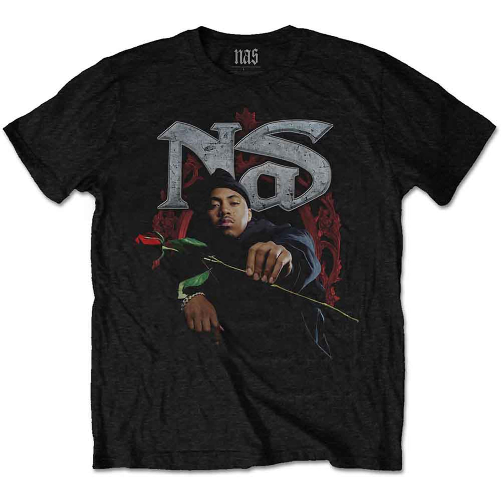 NAS - RED ROSE - T-Shirt Black