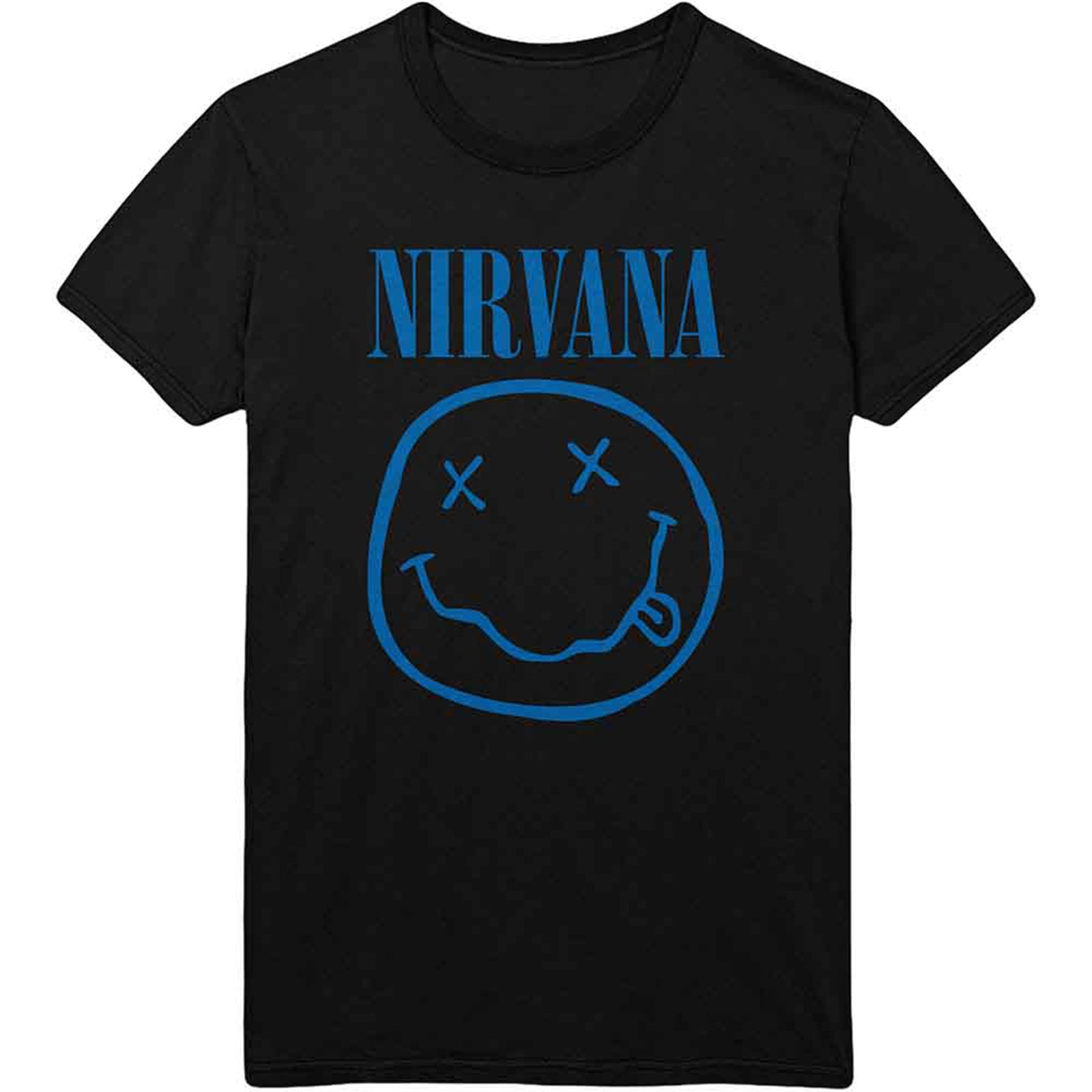 NIRVANA - BLUE HAPPY FACE - T-Shirt Black