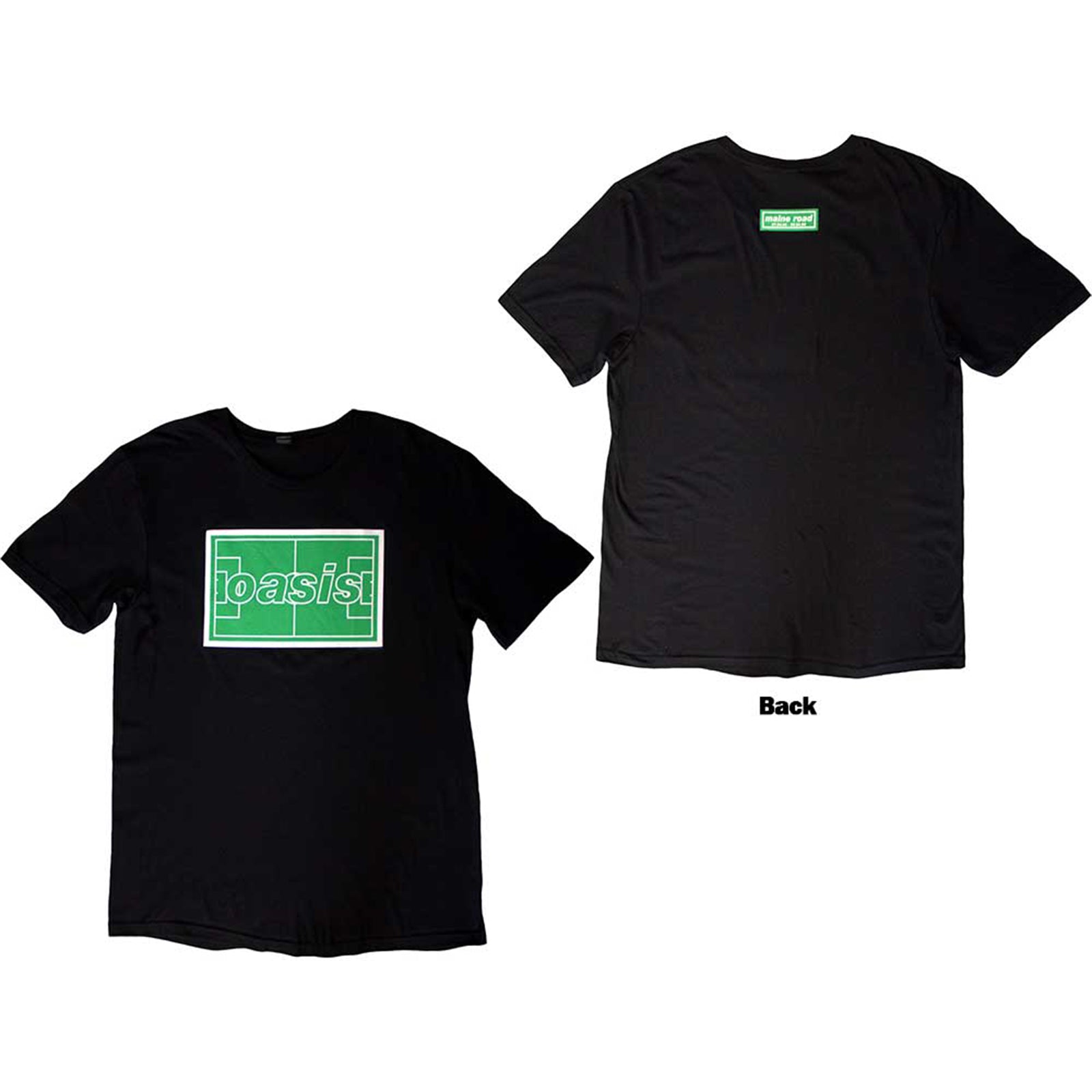 OASIS - MAINE ROAD FOOTBALL PITCH - T-Shirt Black (Back Print)