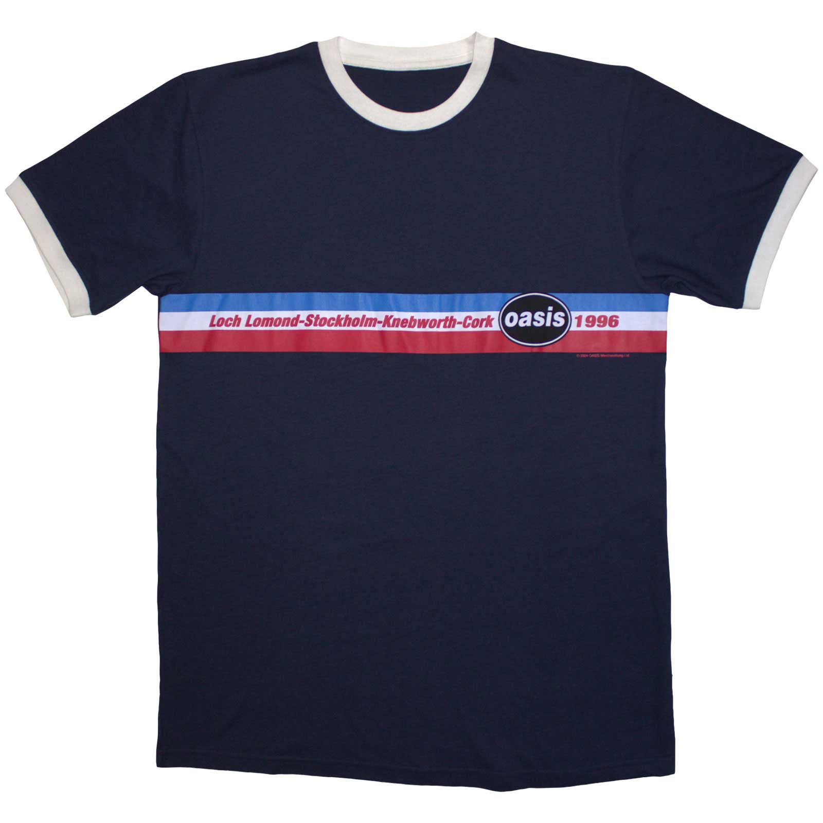 OASIS - 1996 TOUR HORIZONTAL STRIPES - Ringer T-Shirt Blue